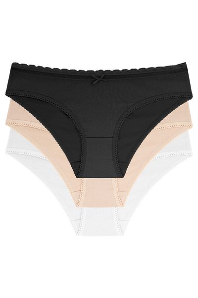 DORINA Women's Set of 3 pairs of classic briefs D000891CO006 Beige, White, Black