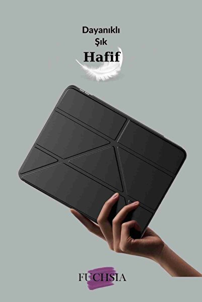 Fuchsia Galaxy Tab S10 Ultra Uyumlu 14.6 inç Standlı Kalem Bölmeli Tri Folding Tablet Kılıfı