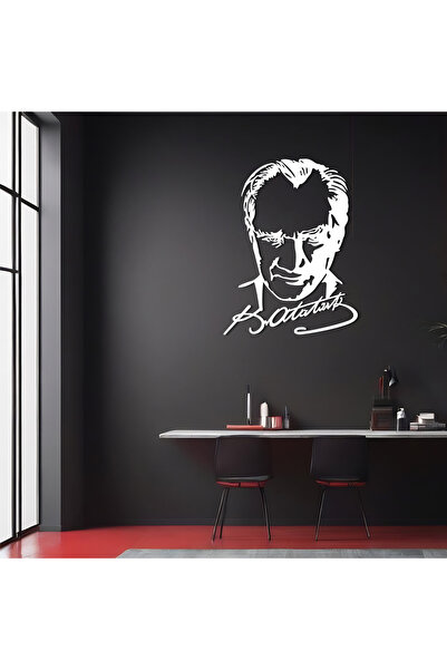 DECOVIENO Atatürk Portresi Metal Duvar Dekoru, Atatürk İmzalı Metal Tablo, Ev...