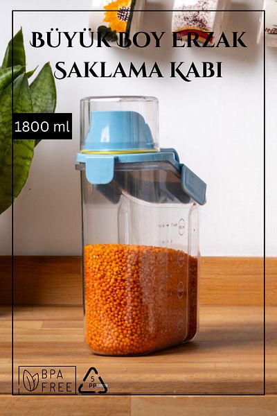 Espas Home Sealed Leakproof Food Storage Container / 1800 ml / Blue - Single