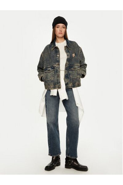 American Vintage Jachetă din denim pentru femei JOY16FH24 albastră