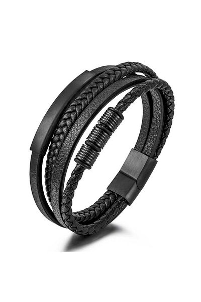 Toro Nero Brățară bărbătească din piele naturală neagră Essentials