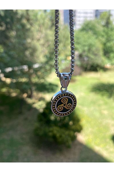 Viking Small Size Scandinavian Figures with Nordik Symbol 316L Steel Stainless & Tarnish Unisex Necklace
