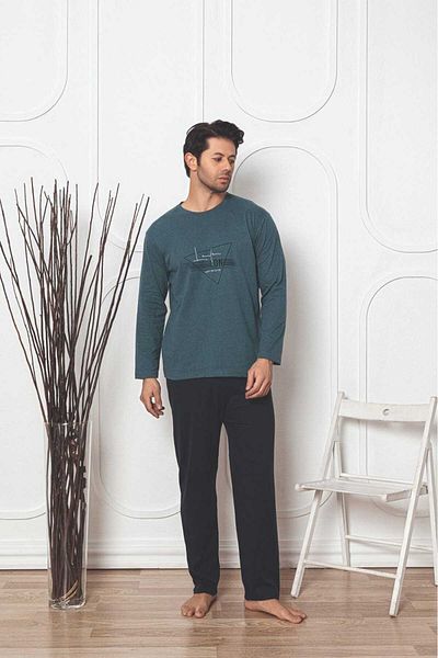 Intisimo Pijamale bărbătești, bluză, pantaloni lungi, Londra, albastru Nautilius - 2xl