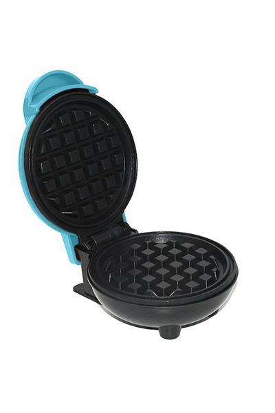 Bukate Mini Aparat de facut gofre si vafe, Bukate, Placi antiaderente, Indicator luminos, Albastru deschis
