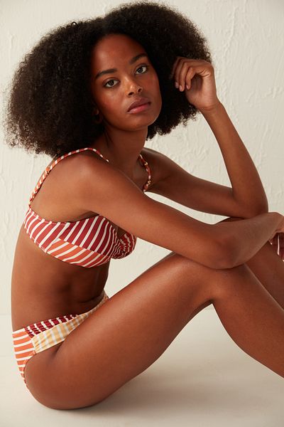 Penti Πολύχρωμο ριγέ V-Cut Havana Twist Bikini Bottom