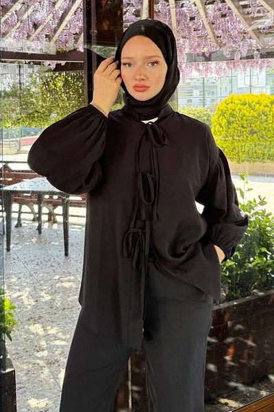 Tesettür Diyarı Σετ Hijab με υφασμάτινο φιόγκο Tansel