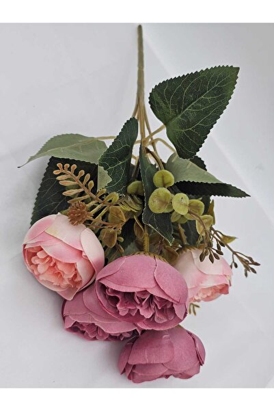 yapay çiçek evi 27 CM PEMBE ŞAKAYIK GÜLLÜ ARANJMAN ÇİÇEKLER VAZO SAKSI DEKOR SÜSÜ