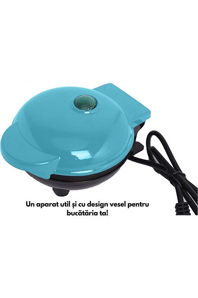 Bukate Mini Aparat de facut gofre si vafe, Bukate, Placi antiaderente, Indicator luminos, Albastru deschis