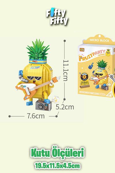 Vagonlife Loz Micro Block Series Guitarist Pineapple Figure 430 Pieces Toy Building Set Fflz-8847