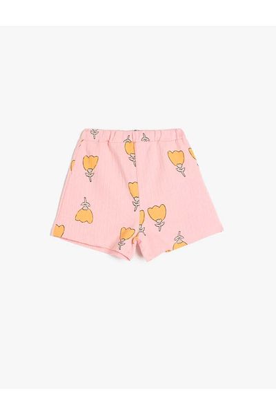 Koton Patterned Printed Cotton Pink Baby Girl Shorts 5Smg40024Ak