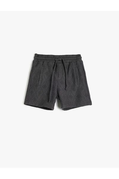 Koton Navy Blue Baby Boy Shorts with Tie Waist 5Smb40055Tk
