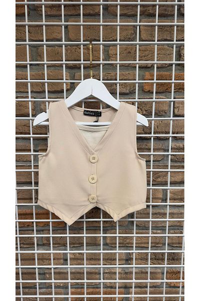markamodi Special Design Girl's Suit with Pleated Skirt and Crop Vest
