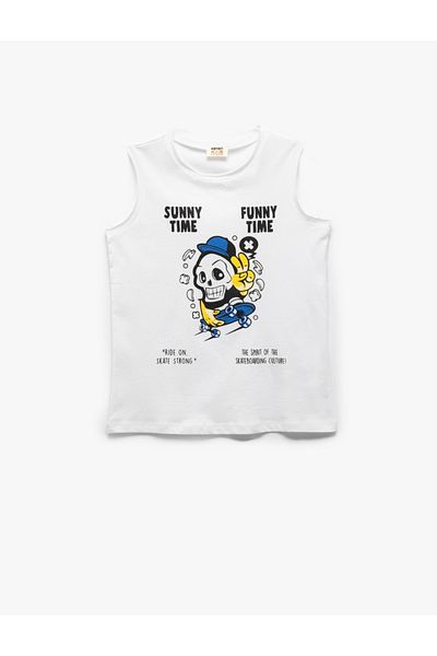 Koton Παιδικό Λευκό Αγόρι Αμάνικο T-shirt 5skb30003tk