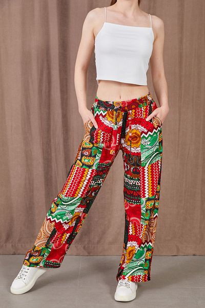 DPARİS Patterned Elastic Waist Trousers