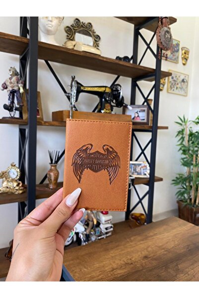 EFE DERİ Efe Leather Harley Stitched Auto License Case Container Vehicle Lice...
