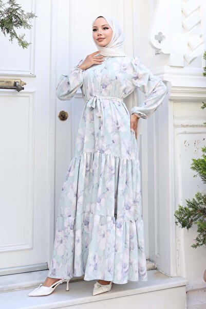 benguen Φόρεμα Hijab με σχέδιο Mint Green 550