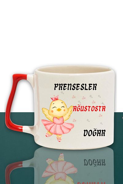 qoeuyl boutique Princesses Are Born This Month Printed Birthday Gift for Friend, Lover Red Handled Mug Cup