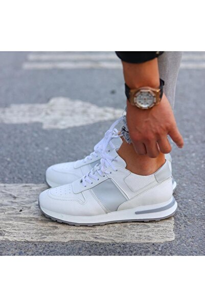 SailLakers - White Leather Lace-Up Men's Casual Shoes 101-8089-H1255