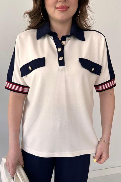 MaziButik Buttoned Modal Suit Navy Blue