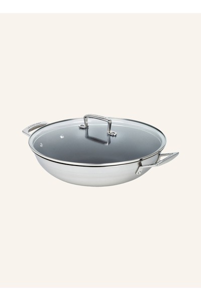 Le Creuset Wok Tava 30 cm , 3-PLY, Yapışmaz, İndüksiyon Uyumlu, Paslanmaz Çelik ve Alüminyum