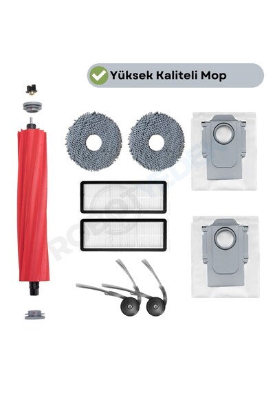 robotyedek Roborock QRevo L Uyumlu Ana Fırça, Hepa Filtre Mop Yan Fırça Toz Torbası Seti 9 Parça