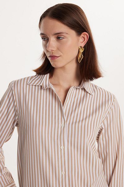 Tudors Cămașă cu mânecă lungă în dungi pentru femei, slim fit
