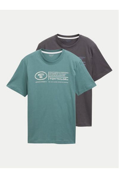 Tom Tailor Men's Set of 2 T-shirts 1047047 Gray, Green