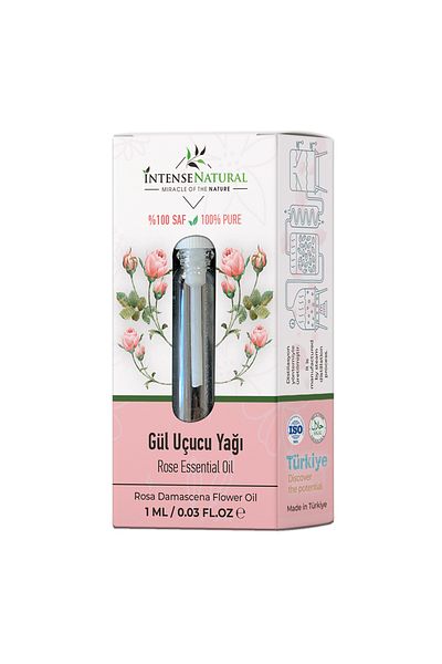 İntense Natural 1 ml 100% Pure and Natural Rose Essential Oil - Pure Rose Essential Oil, Rosa Damascena Flower Oil