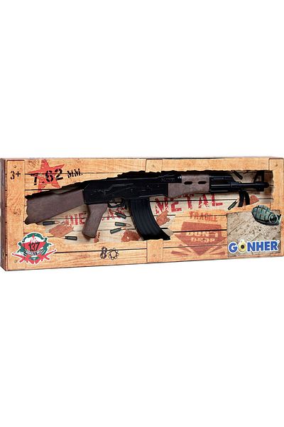 Gonher Mitraliera jucarie Gonher AK47 negru din metal 72 cm