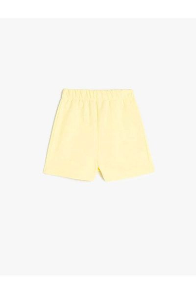 Koton Elastic Waist Cotton Blended Yellow Baby Girl Shorts 5Smg40061Ak