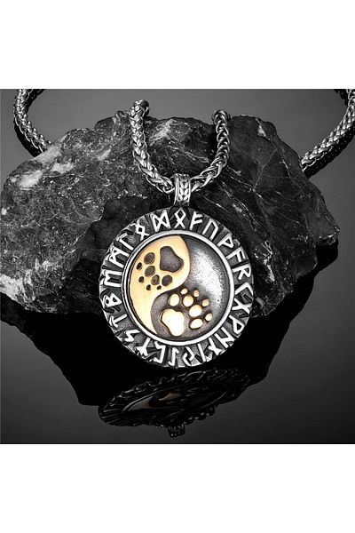Viking Odin Geri & Freki Nordik Nordic Mythology 316L Steel Men's Necklace