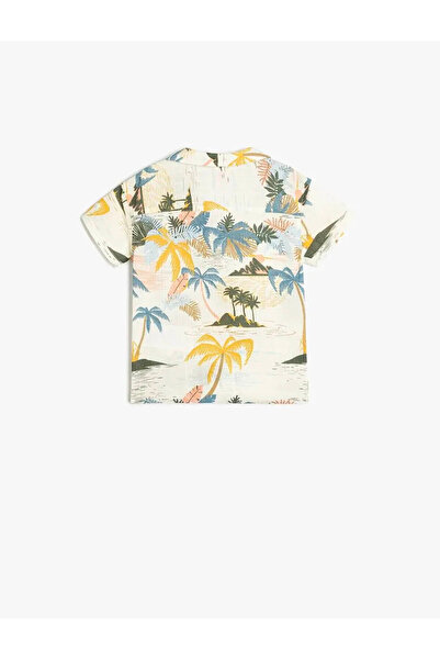 Koton Palm Printed Buttoned Cotton Ecru Baby Boy Shirt 5Smb60057Tw