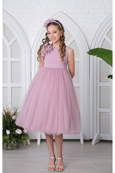 Via Bambino فستان فتيات الزهور أرجواني 3173