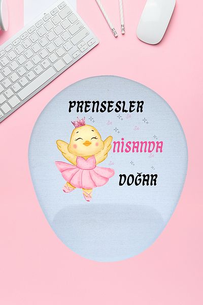 qoeuyl boutique Princesses Are Born This Month Printed Birthday Special Day Gift Oval/Square Wrist Supported Mousepad