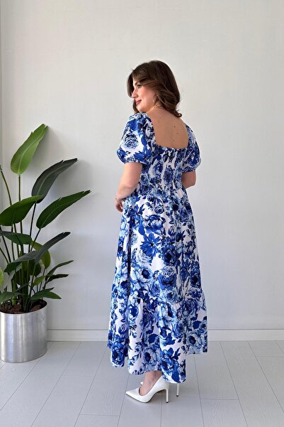 MaziButik Rochie din popelin bujor albastru