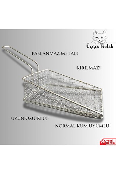 Üçgen Kulak Metal Kedi Kumu Küreği - Normal Kum Uyumlu, Paslanmaz, Kırılmaz, ...