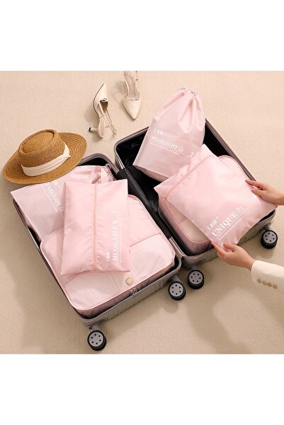 OEM Set of 6 travel luggage organizer covers, waterproof, pink, CEZI