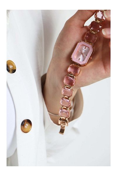 Choppers Luxurious Stone Octagonal Square Women's Wristwatch – Elegant Design, Luminous Details