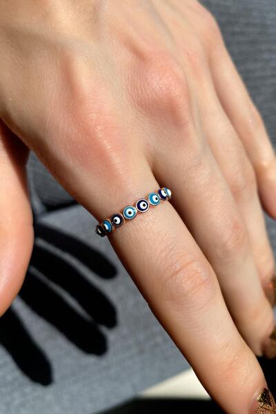 Spossy Silver Jewelry Lacivert-Mavi Mineli Tam Tur Yüzük