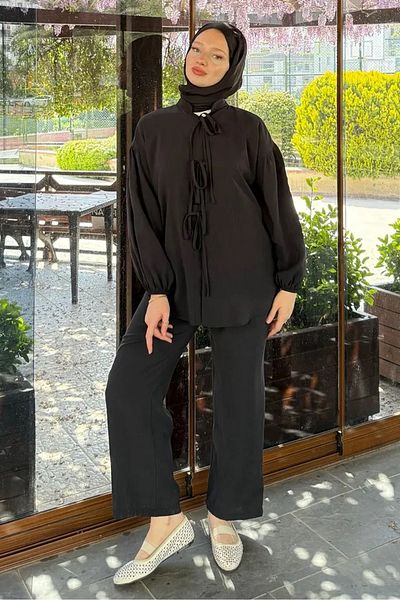 Tesettür Diyarı Σετ Hijab με υφασμάτινο φιόγκο Tansel