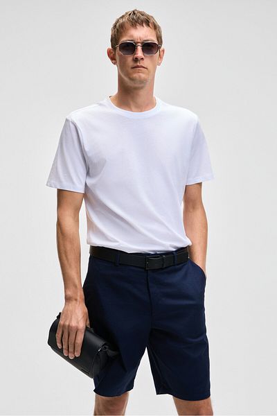 GRIMELANGE Mocassin Men's 100% Cotton Relaxed Fit Round Neck Short Sleeve White T-Shirt