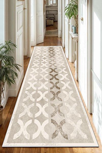 Halise Home Dijital Baskı Kaymaz Taban Yıkanabilir Kalın Dokulu Mutfak Halısı&Yolluk