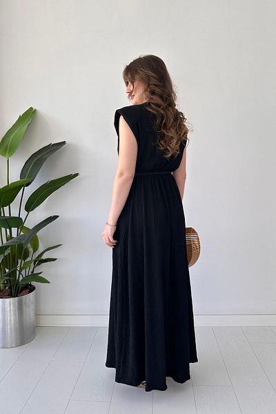MaziButik Μαξιλαράκι Φόρεμα Seersucker Μαύρο