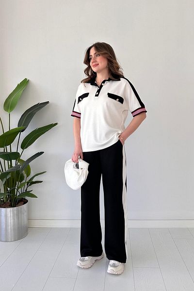 MaziButik Buttoned Modal Suit Black