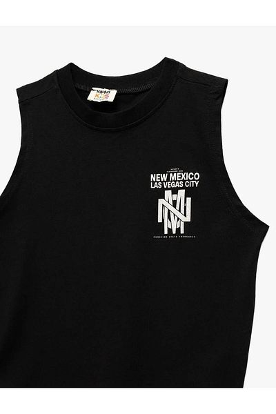 Koton Tricou fără mâneci pentru băiat negru cu decolteu cu imprimeu 5skb30001tk