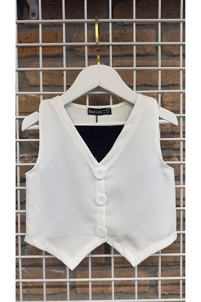 markamodi Special Design Girl's Suit with Pleated Skirt and Crop Vest