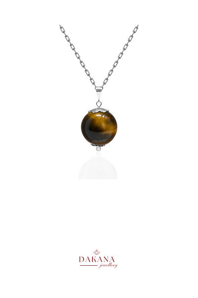 DAKANA JEWELLERY Certified Tiger Eye Natural Stone Leo Silver Necklace