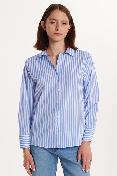 Tudors Cămașă cu mânecă lungă în dungi pentru femei, slim fit