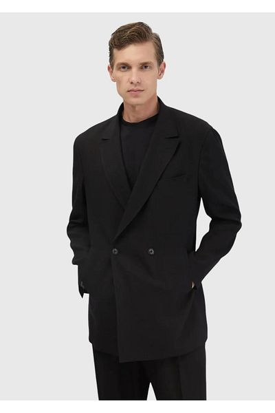 Ramsey Black Solid Zeroweight Slim Fit Wool Blend Suit